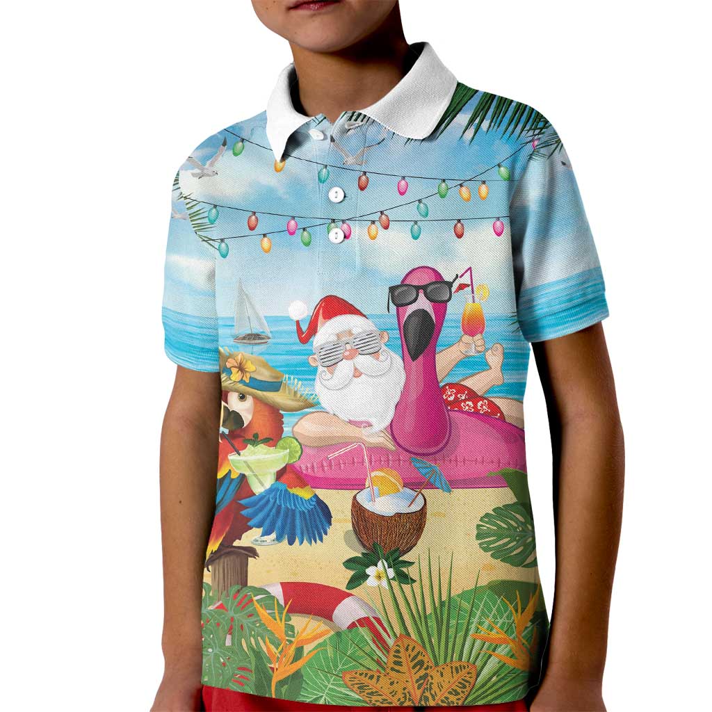 Have Yourself A Beachy Little Christmas Kid Polo Shirt with Santa Chilling LT7 Kid Colorful - Polynesian Pride