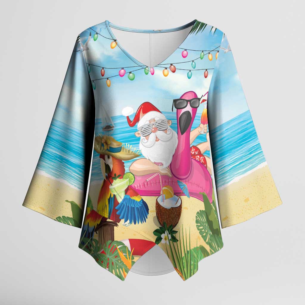 Have Yourself A Beachy Little Christmas Kimono Sleeve Blouse with Santa Chilling LT7 Female Colorful - Polynesian Pride