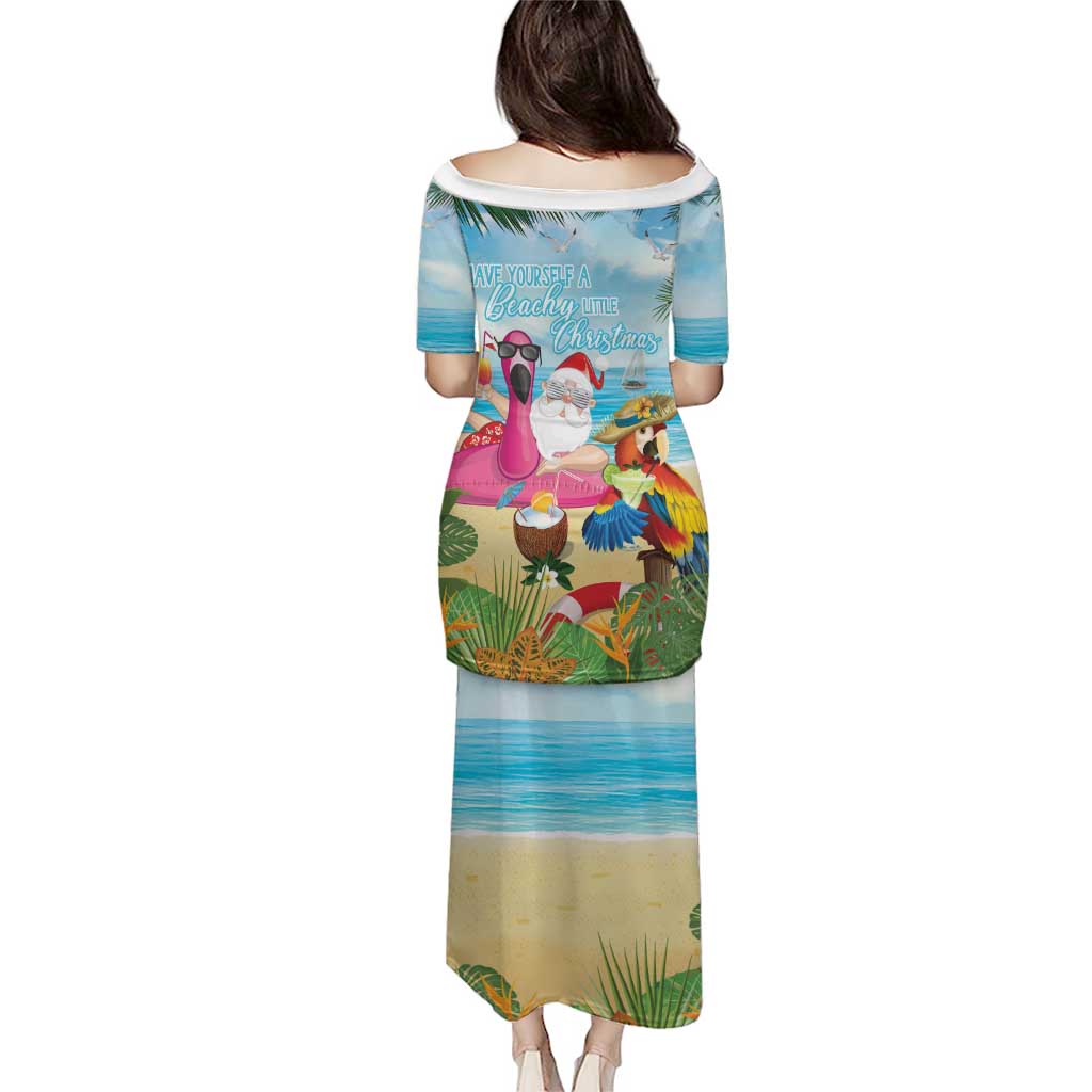 Have Yourself A Beachy Little Christmas Puletasi with Santa Chilling - Polynesian Pride