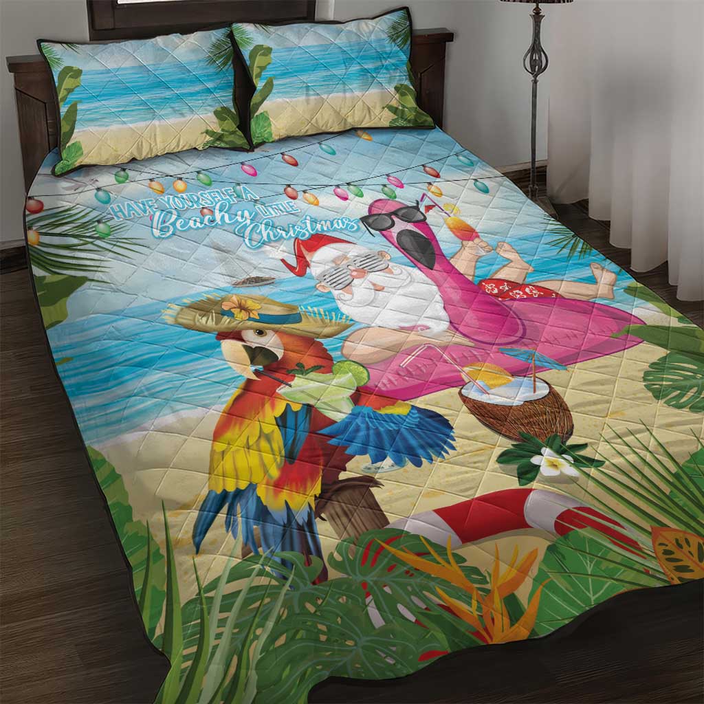 Have Yourself A Beachy Little Christmas Quilt Bed Set with Santa Chilling LT7 Colorful - Polynesian Pride