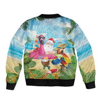 Have Yourself A Beachy Little Christmas Sleeve Zip Bomber Jacket with Santa Chilling - Polynesian Pride