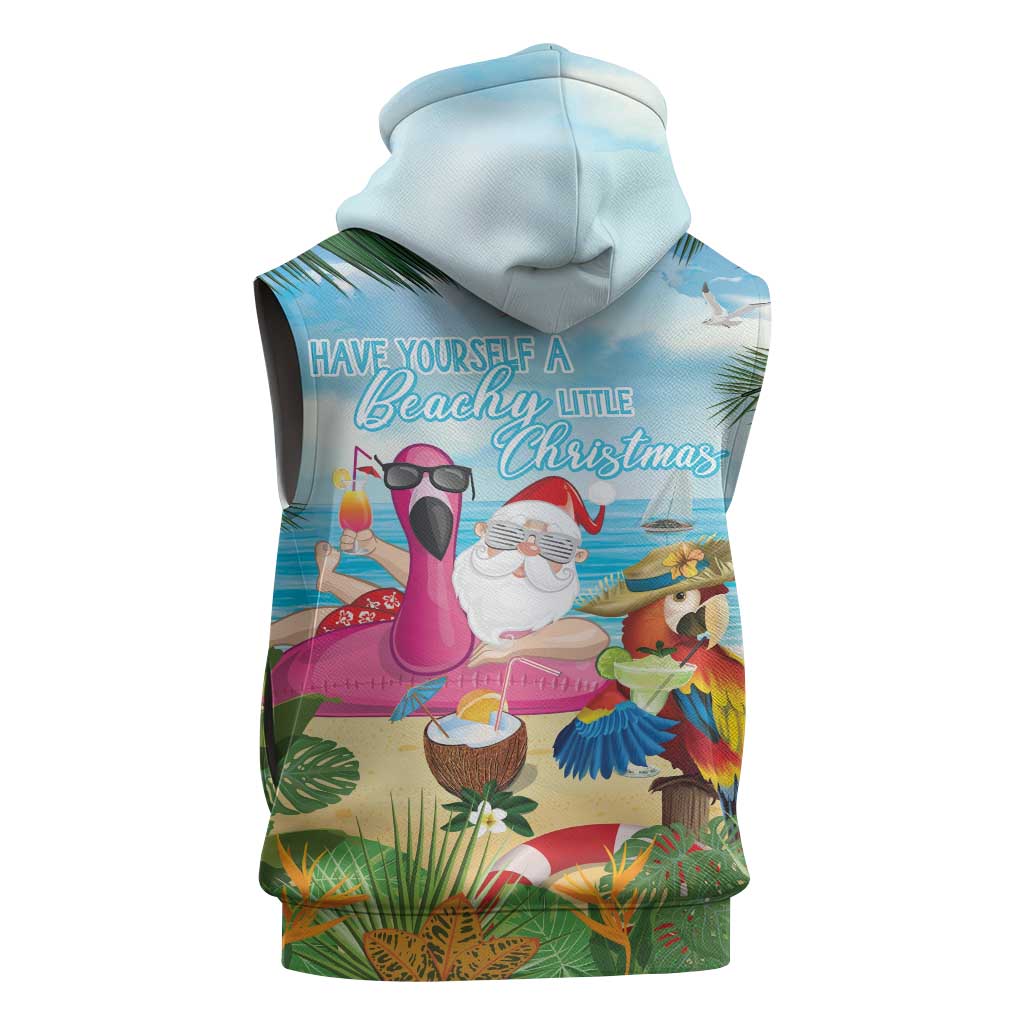 Have Yourself A Beachy Little Christmas Sleeveless Hoodie with Santa Chilling LT7 - Polynesian Pride