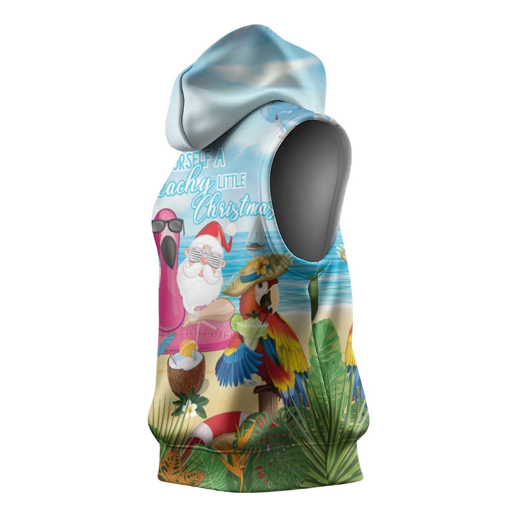 Have Yourself A Beachy Little Christmas Sleeveless Hoodie with Santa Chilling LT7 - Polynesian Pride