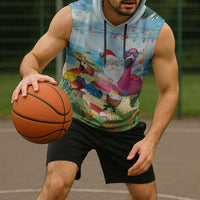 Have Yourself A Beachy Little Christmas Sleeveless Hoodie with Santa Chilling LT7 - Polynesian Pride