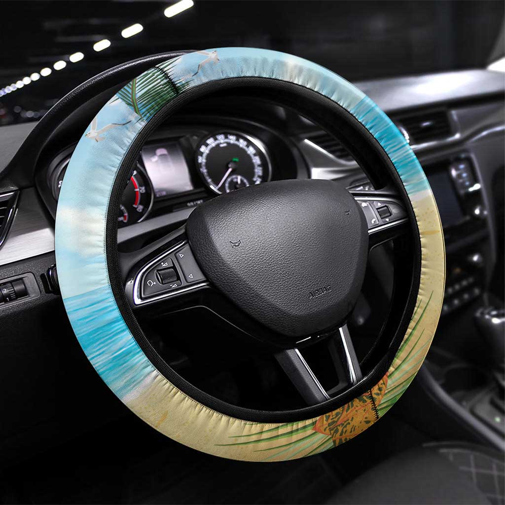 Have Yourself A Beachy Little Christmas Steering Wheel Cover with Santa Chilling LT7 Universal Fit Colorful - Polynesian Pride