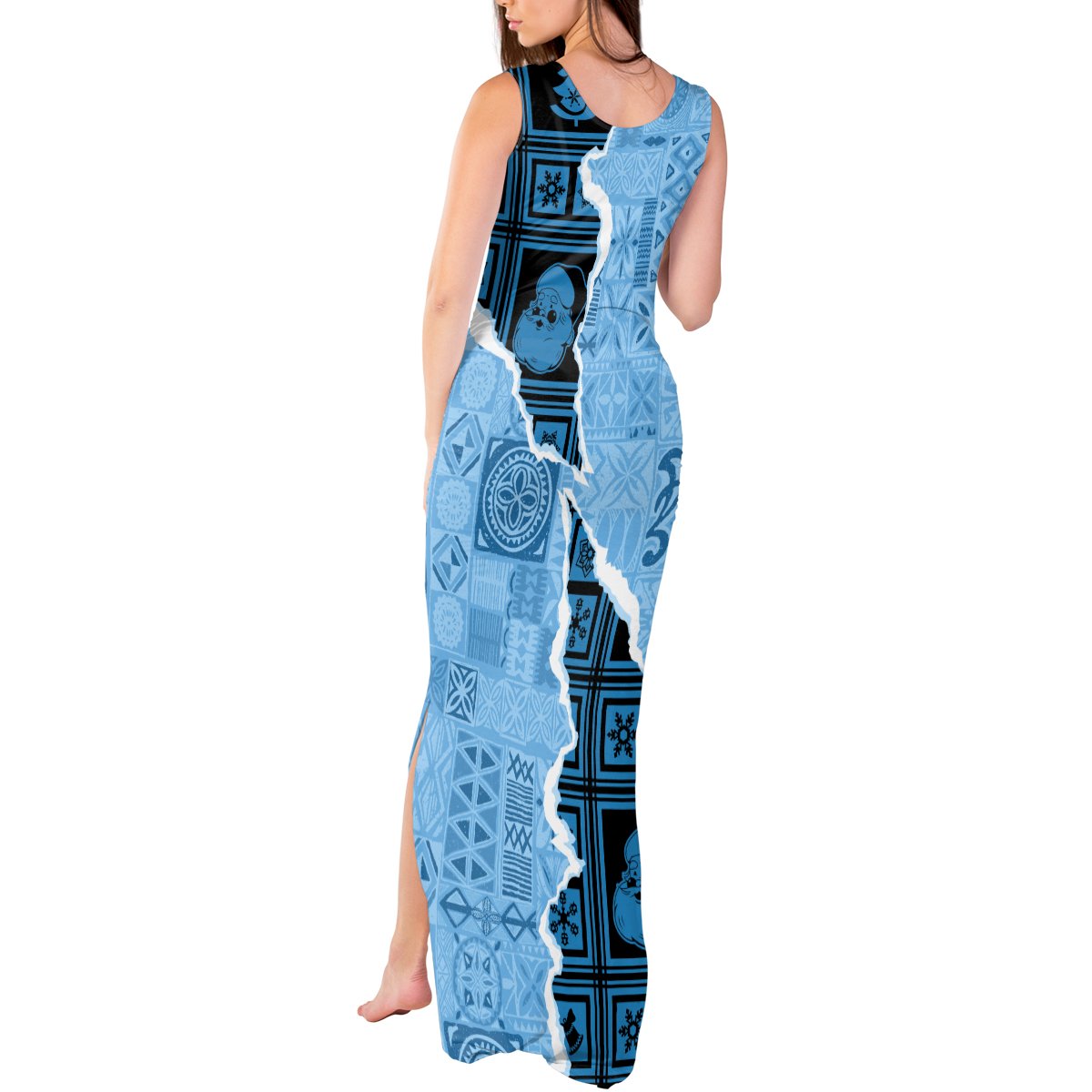 Bula Fiji Tapa Mix Christmas Tank Maxi Dress Vintage Style LT7 - Polynesian Pride