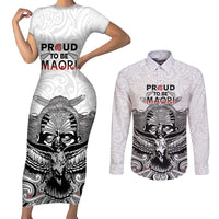 Aotearoa Personalized Couples Matching Short Sleeve Bodycon Dress and Long Sleeve Button Shirt Proud To Be Maori