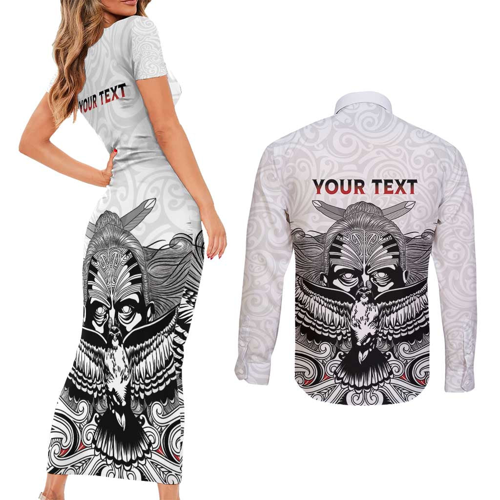 Aotearoa Personalized Couples Matching Short Sleeve Bodycon Dress and Long Sleeve Button Shirt Proud To Be Maori