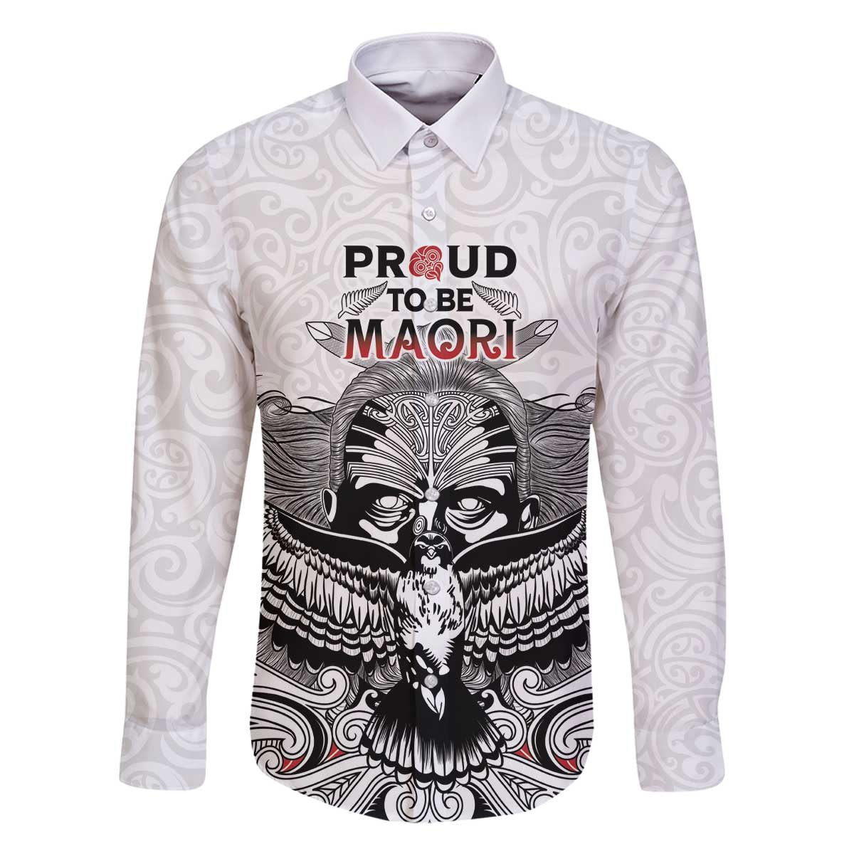 Aotearoa Personalized Family Matching Off The Shoulder Long Sleeve Dress and Hawaiian Shirt Proud To Be Maori LT7 Dad's Shirt - Long Sleeve White - Polynesian Pride