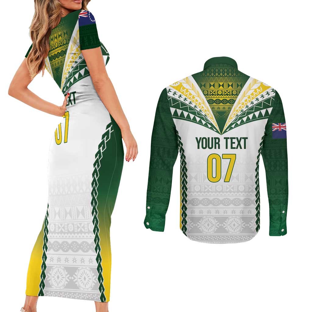Cook Islands Rugby Custom Couples Matching Short Sleeve Bodycon Dress and Long Sleeve Button Shirt Kuki's Aitu Champions - Polynesian Pride