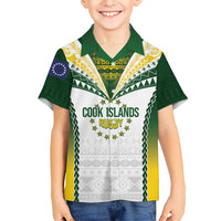 Cook Islands Rugby Custom Family Matching Long Sleeve Bodycon Dress and Hawaiian Shirt Kuki's Aitu Champions LT7 Son's Shirt Colorful - Polynesian Pride