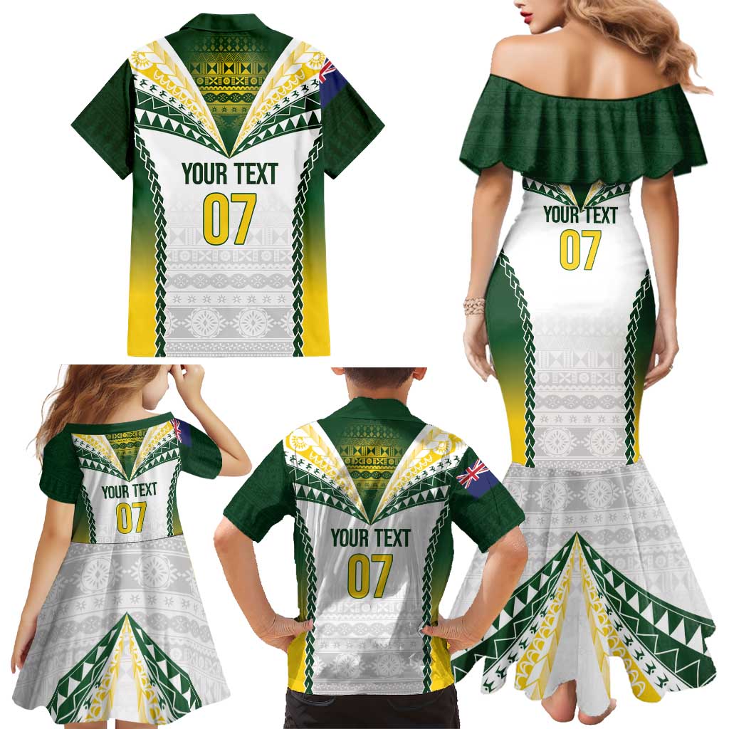 Cook Islands Rugby Custom Family Matching Mermaid Dress and Hawaiian Shirt Kuki's Aitu Champions LT7 - Polynesian Pride