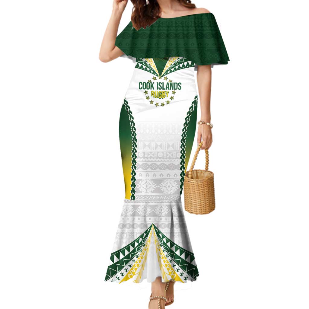 Cook Islands Rugby Custom Family Matching Mermaid Dress and Hawaiian Shirt Kuki's Aitu Champions LT7 Mom's Dress Colorful - Polynesian Pride