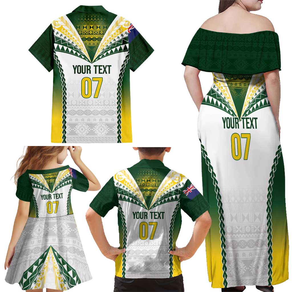 Cook Islands Rugby Custom Family Matching Off Shoulder Maxi Dress and Hawaiian Shirt Kuki's Aitu Champions LT7 - Polynesian Pride