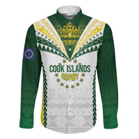 Cook Islands Rugby Custom Family Matching Off Shoulder Maxi Dress and Hawaiian Shirt Kuki's Aitu Champions LT7 Dad's Shirt - Long Sleeve Colorful - Polynesian Pride