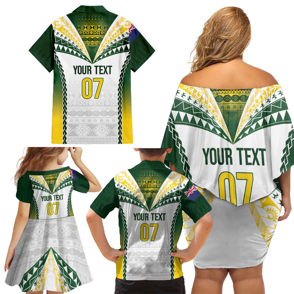 Cook Islands Rugby Custom Family Matching Off Shoulder Short Dress and Hawaiian Shirt Kuki's Aitu Champions LT7 - Polynesian Pride