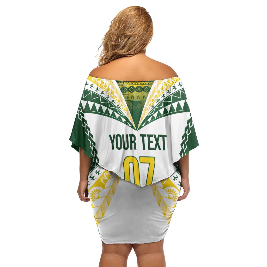 Cook Islands Rugby Custom Family Matching Off Shoulder Short Dress and Hawaiian Shirt Kuki's Aitu Champions LT7 - Polynesian Pride