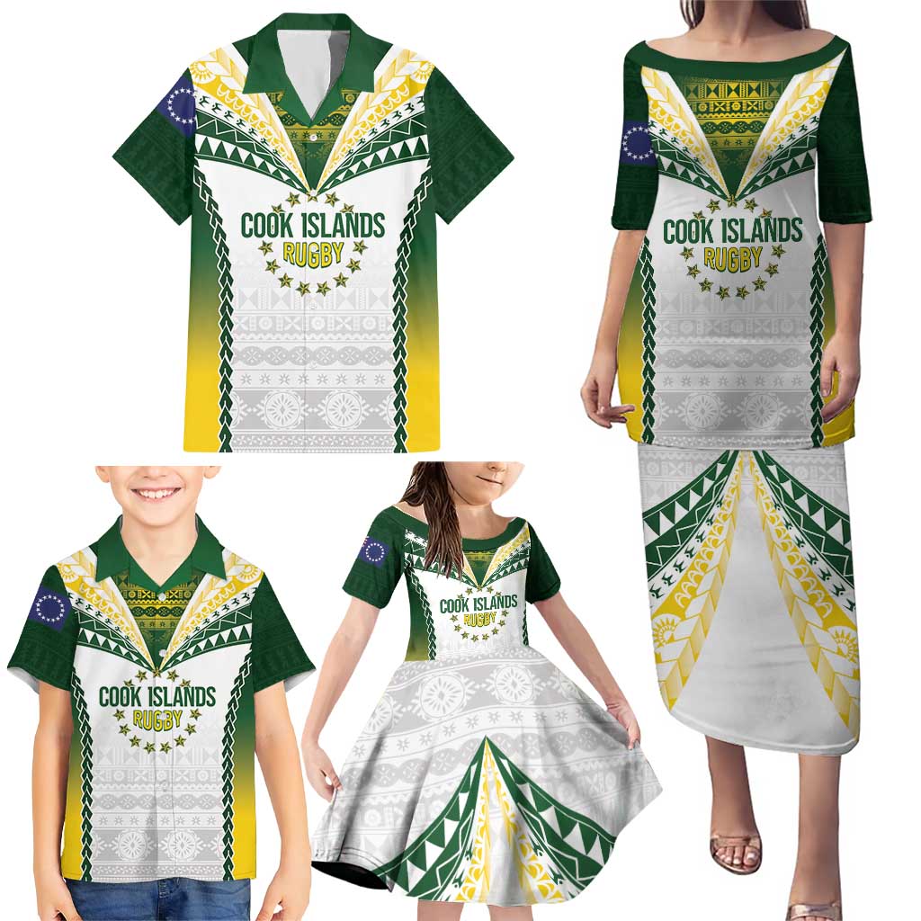 Cook Islands Rugby Custom Family Matching Puletasi and Hawaiian Shirt Kuki's Aitu Champions - Polynesian Pride