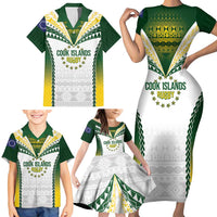 Cook Islands Rugby Custom Family Matching Short Sleeve Bodycon Dress and Hawaiian Shirt Kuki's Aitu Champions LT7 - Polynesian Pride