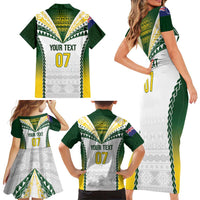 Cook Islands Rugby Custom Family Matching Short Sleeve Bodycon Dress and Hawaiian Shirt Kuki's Aitu Champions LT7 - Polynesian Pride