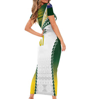 Cook Islands Rugby Custom Family Matching Short Sleeve Bodycon Dress and Hawaiian Shirt Kuki's Aitu Champions LT7 - Polynesian Pride