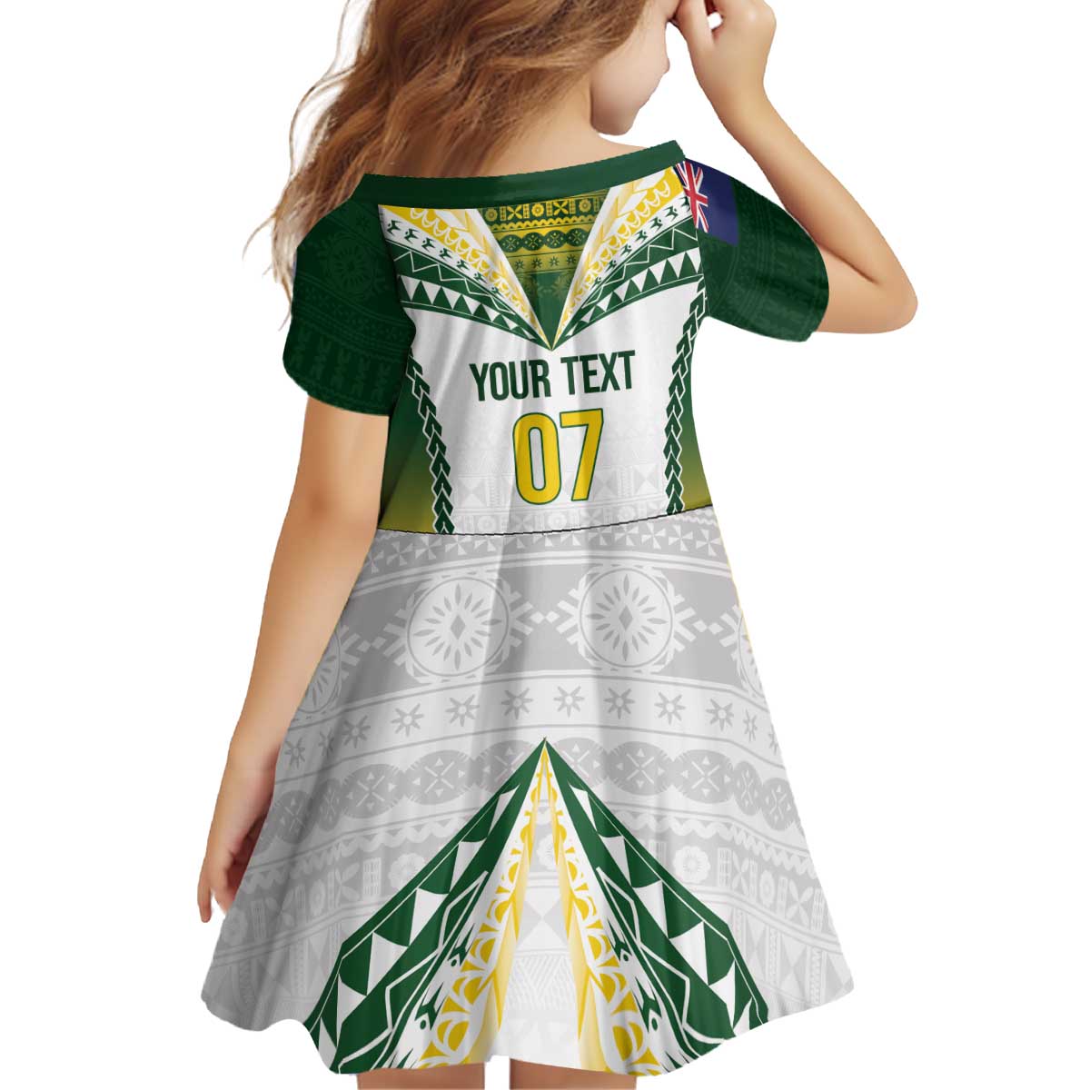 Cook Islands Rugby Custom Kid Short Sleeve Dress Kuki's Aitu Champions - Polynesian Pride