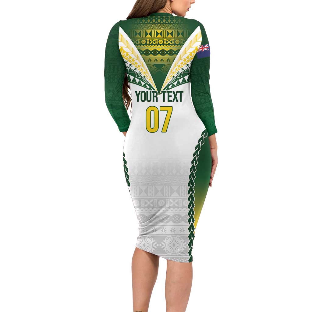 Cook Islands Rugby Custom Long Sleeve Bodycon Dress Kuki's Aitu Champions LT7 - Polynesian Pride
