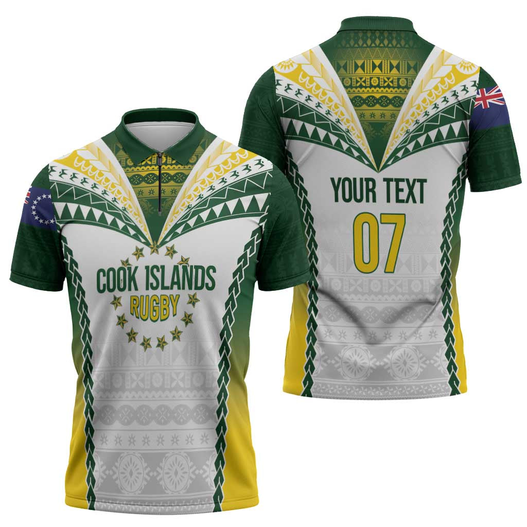 Cook Islands Rugby Custom Zipper Polo Shirt Kuki's Aitu Champions LT7 - Polynesian Pride
