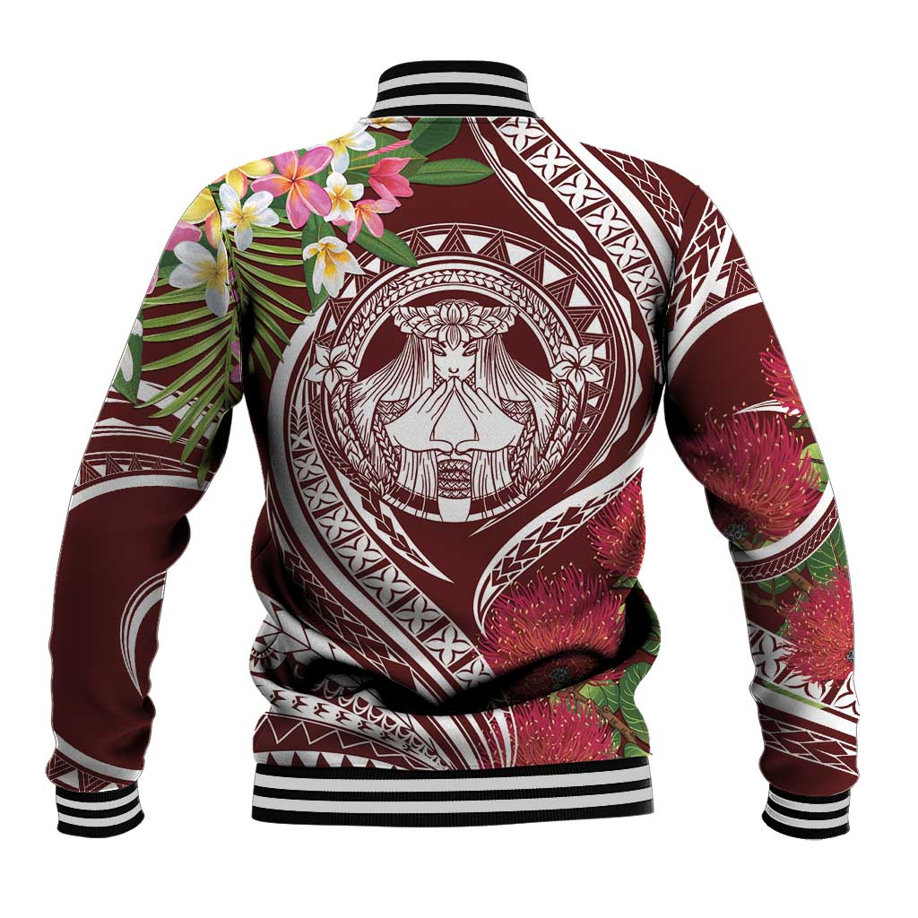 Aloha Hawaii Big Island Baseball Jacket Ohia Lehua Wahine LT7 - Polynesian Pride
