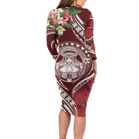 Aloha Hawaii Big Island Family Matching Long Sleeve Bodycon Dress and Hawaiian Shirt Ohia Lehua Wahine LT7 - Polynesian Pride