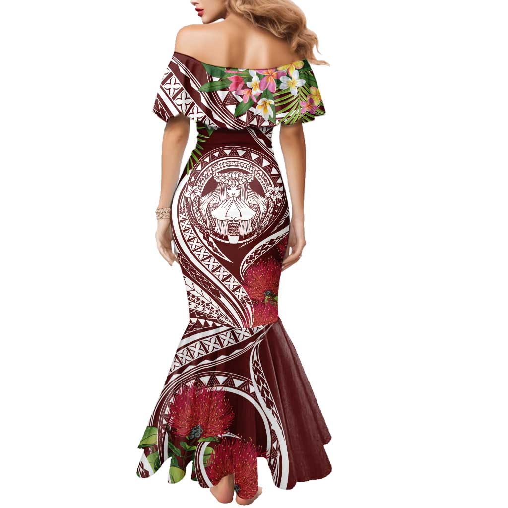 Aloha Hawaii Big Island Family Matching Mermaid Dress and Hawaiian Shirt Ohia Lehua Wahine LT7 - Polynesian Pride