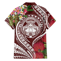 Aloha Hawaii Big Island Family Matching Off Shoulder Maxi Dress and Hawaiian Shirt Ohia Lehua Wahine LT7 - Polynesian Pride