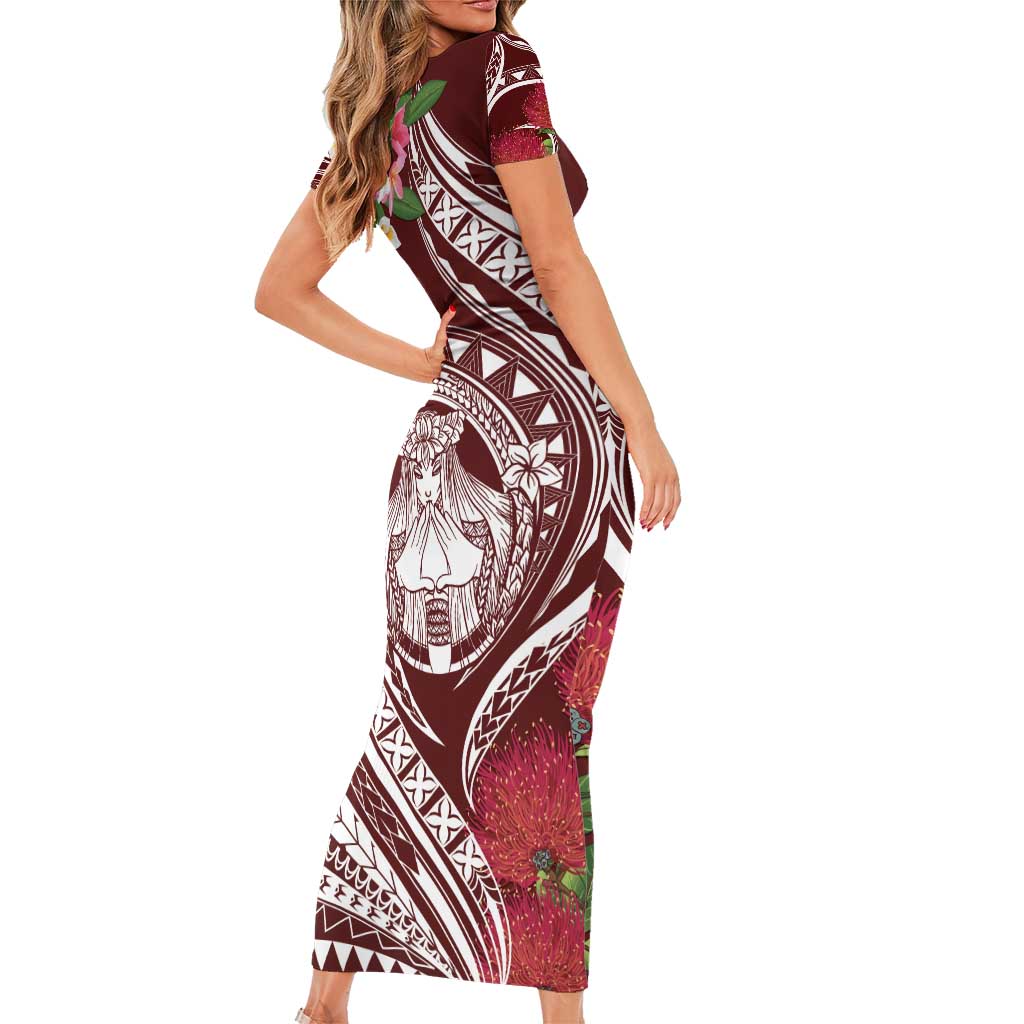 Aloha Hawaii Big Island Family Matching Short Sleeve Bodycon Dress and Hawaiian Shirt Ohia Lehua Wahine LT7 - Polynesian Pride