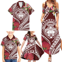 Aloha Hawaii Big Island Family Matching Summer Maxi Dress and Hawaiian Shirt Ohia Lehua Wahine LT7 - Polynesian Pride