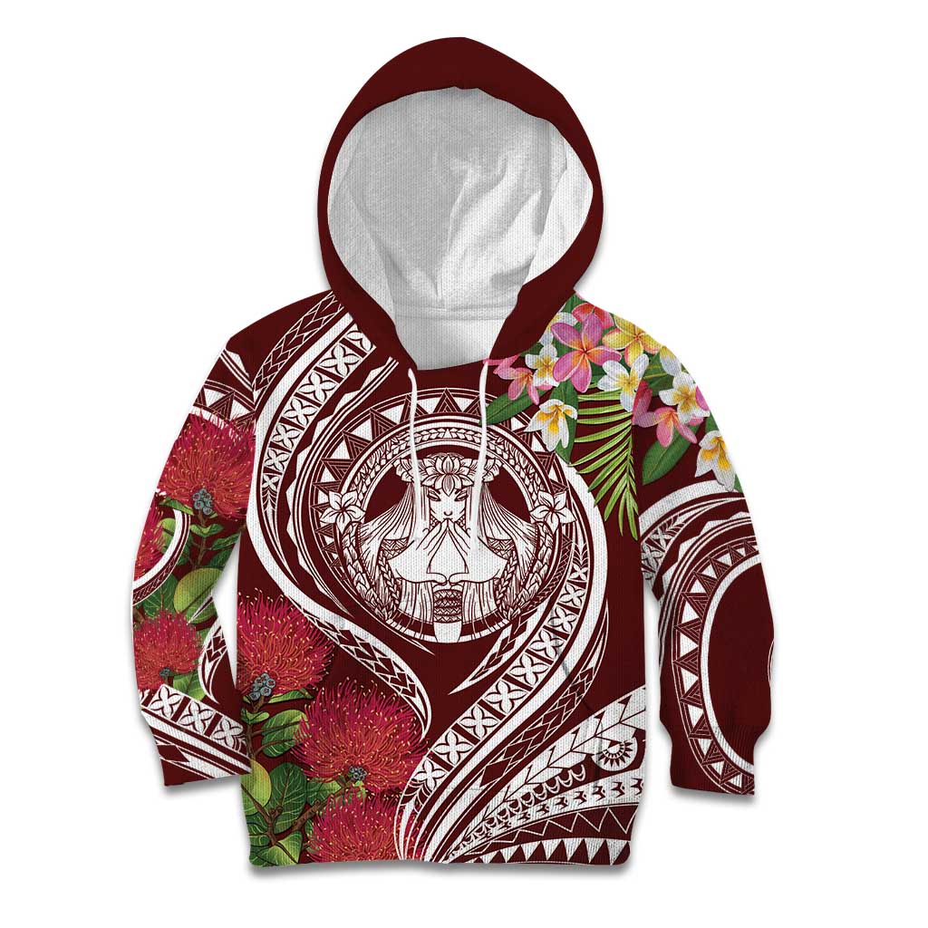 Aloha Hawaii Big Island Kid Hoodie Ohia Lehua Wahine LT7 Hoodie Red - Polynesian Pride