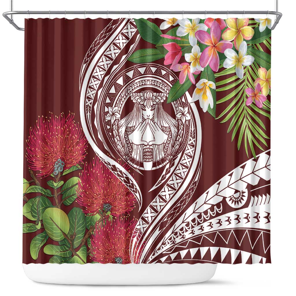 Aloha Hawaii Big Island Shower Curtain Ohia Lehua Wahine LT7 Red - Polynesian Pride