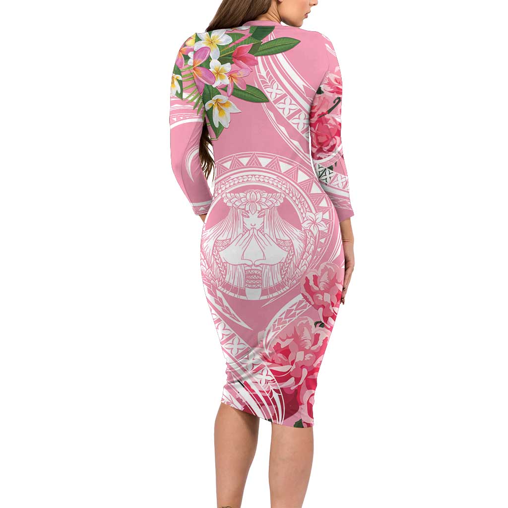 Aloha Hawaii Maui Family Matching Long Sleeve Bodycon Dress and Hawaiian Shirt Goddess Lokelani Rose LT7 - Polynesian Pride