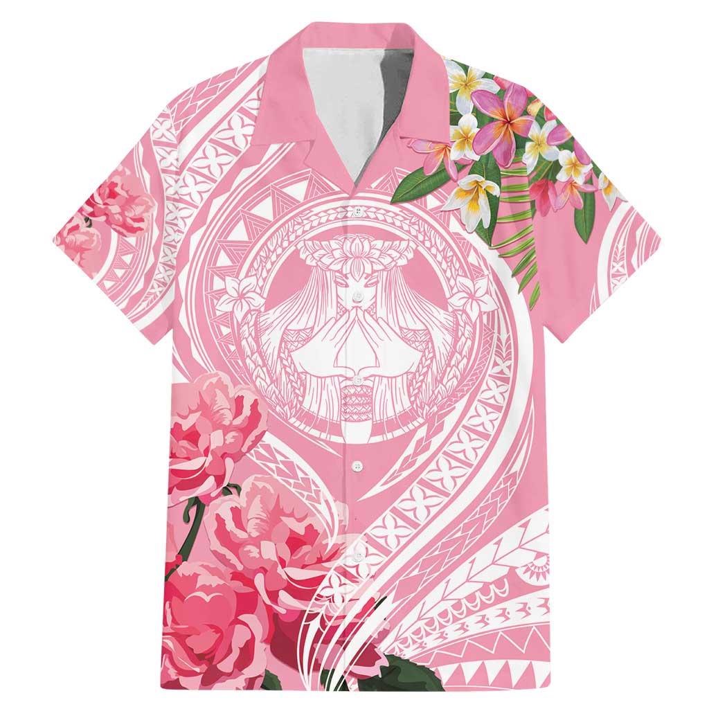 Aloha Hawaii Maui Family Matching Mermaid Dress and Hawaiian Shirt Goddess Lokelani Rose LT7 Dad's Shirt - Short Sleeve Pink - Polynesian Pride