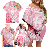 Aloha Hawaii Maui Family Matching Off Shoulder Short Dress and Hawaiian Shirt Goddess Lokelani Rose LT7 - Polynesian Pride