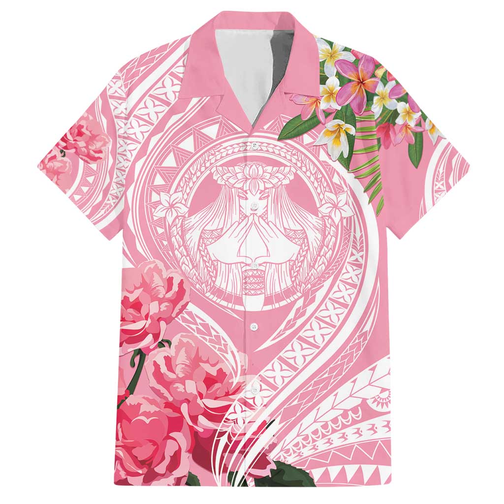 Aloha Hawaii Maui Family Matching Short Sleeve Bodycon Dress and Hawaiian Shirt Goddess Lokelani Rose LT7 Dad's Shirt - Short Sleeve Pink - Polynesian Pride