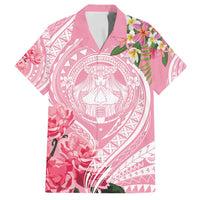 Aloha Hawaii Maui Family Matching Summer Maxi Dress and Hawaiian Shirt Goddess Lokelani Rose LT7 Dad's Shirt - Short Sleeve Pink - Polynesian Pride