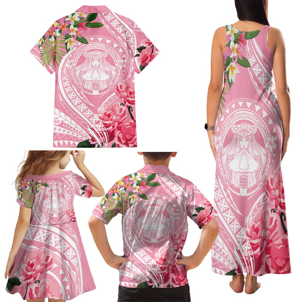 Aloha Hawaii Maui Family Matching Tank Maxi Dress and Hawaiian Shirt Goddess Lokelani Rose LT7 - Polynesian Pride