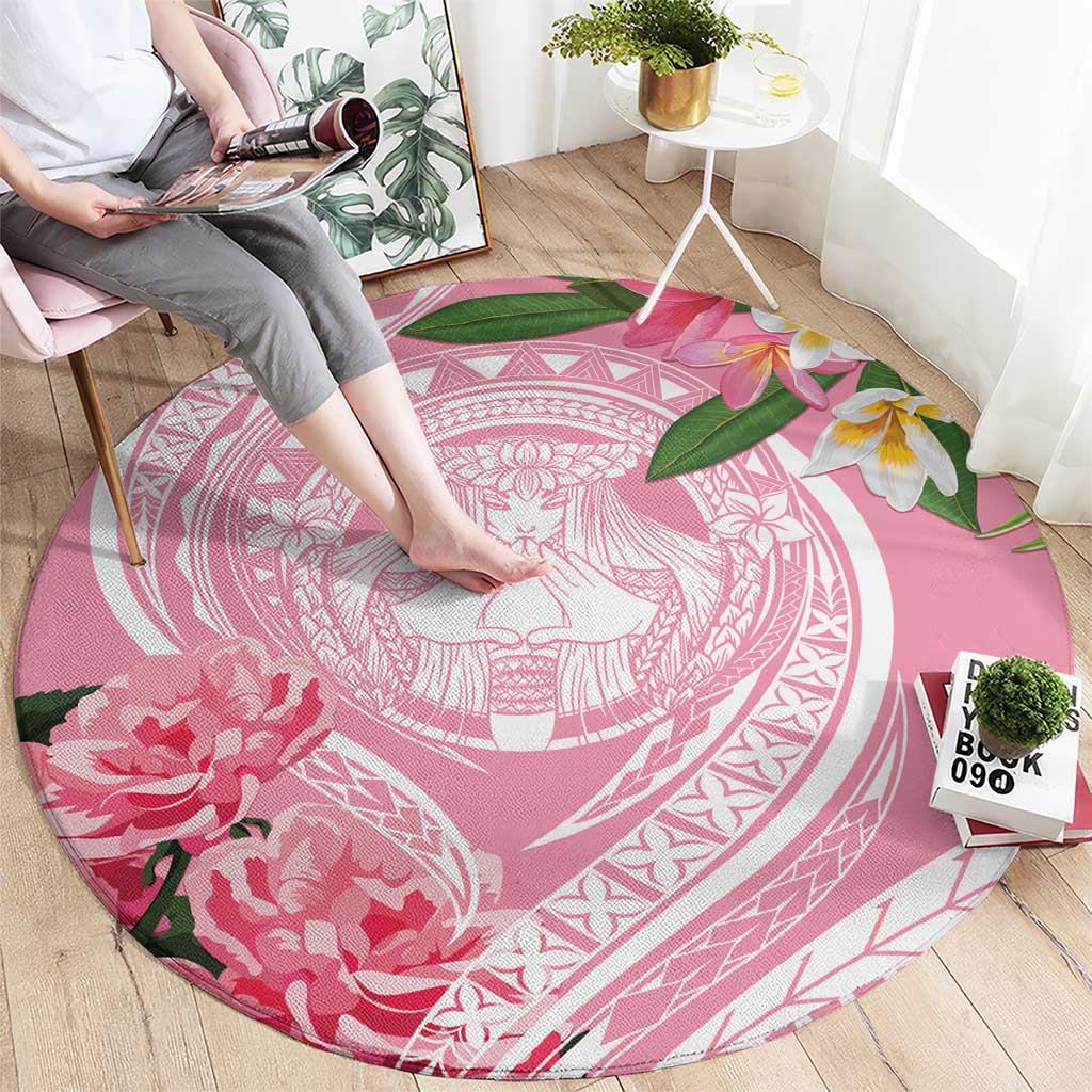 Aloha Hawaii Maui Round Carpet Goddess Lokelani Rose