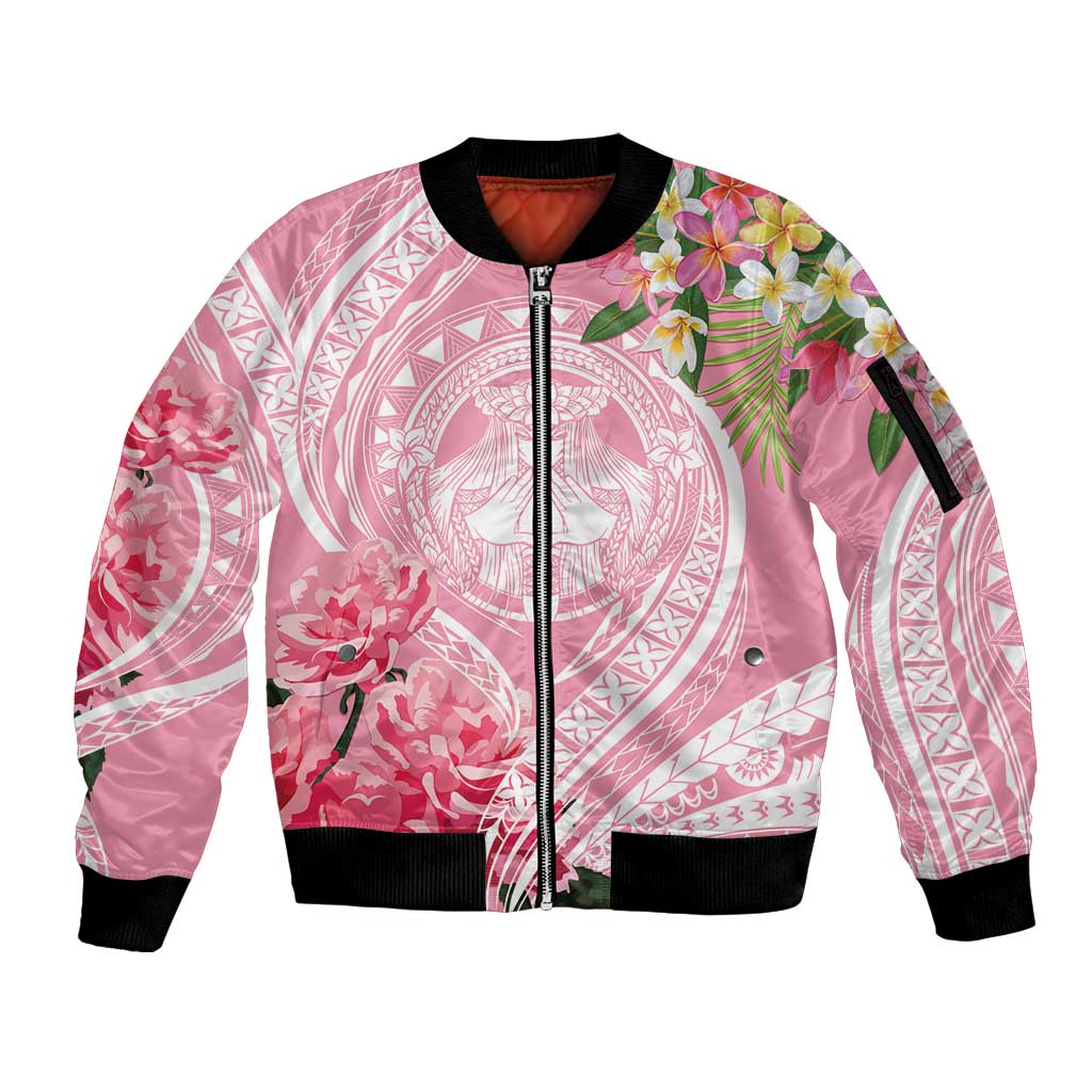 Aloha Hawaii Maui Sleeve Zip Bomber Jacket Goddess Lokelani Rose LT7 Unisex Pink - Polynesian Pride