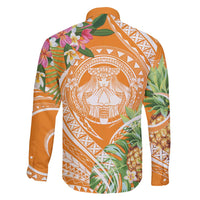 Aloha Hawaii Lanai Family Matching Long Sleeve Bodycon Dress and Hawaiian Shirt Frangipani Mix Pineapple LT7 - Polynesian Pride