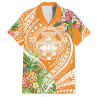 Aloha Hawaii Lanai Family Matching Off The Shoulder Long Sleeve Dress and Hawaiian Shirt Frangipani Mix Pineapple LT7 - Polynesian Pride