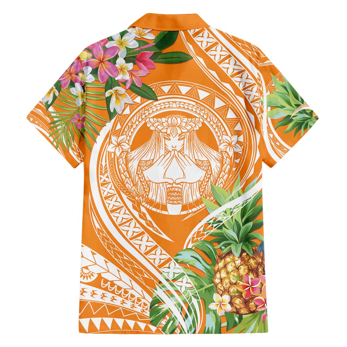 Aloha Hawaii Lanai Family Matching Off The Shoulder Long Sleeve Dress and Hawaiian Shirt Frangipani Mix Pineapple LT7 - Polynesian Pride