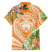 Aloha Hawaii Lanai Family Matching Off The Shoulder Long Sleeve Dress and Hawaiian Shirt Frangipani Mix Pineapple LT7 - Polynesian Pride