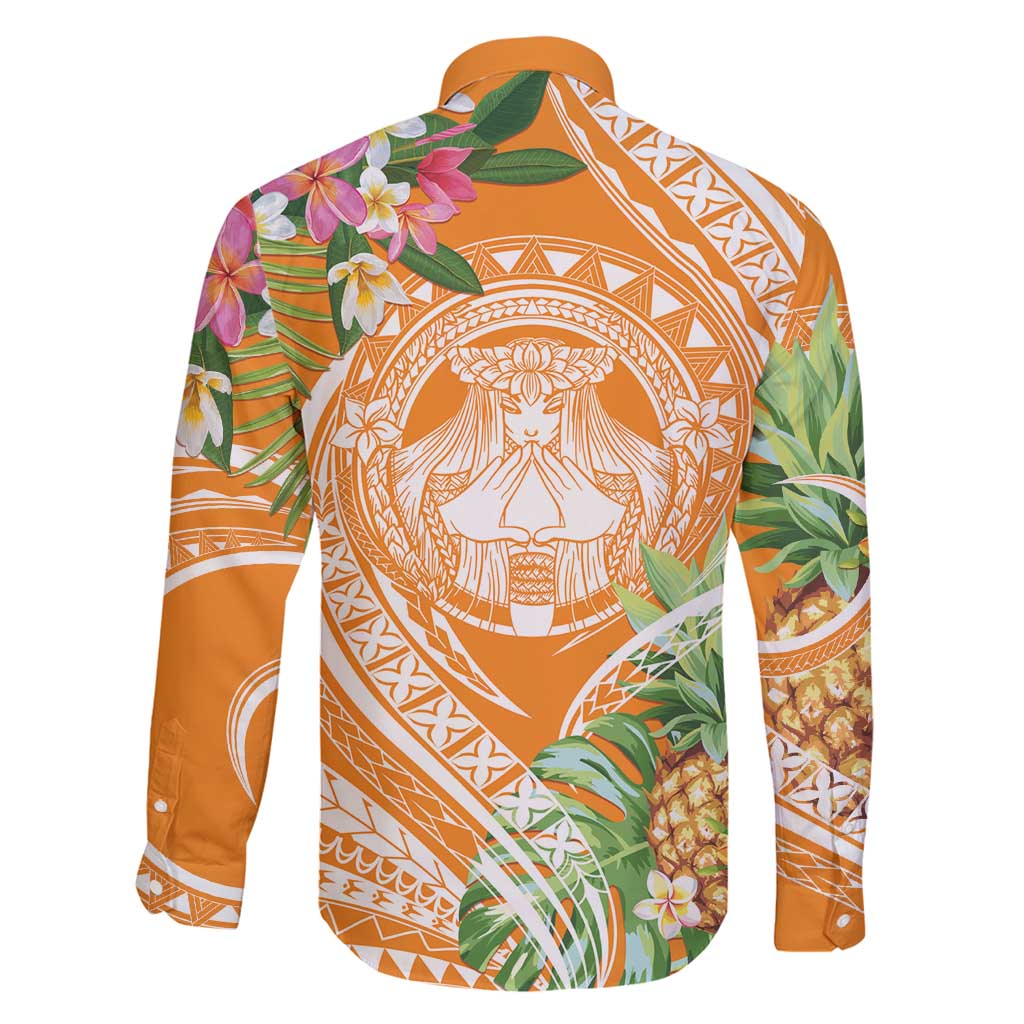 Aloha Hawaii Lanai Family Matching Off Shoulder Maxi Dress and Hawaiian Shirt Frangipani Mix Pineapple