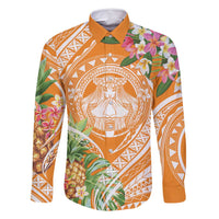Aloha Hawaii Lanai Family Matching Off Shoulder Short Dress and Hawaiian Shirt Frangipani Mix Pineapple